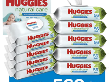 560-Count Huggies Natural Care Refreshing Baby Wipes as low as $11.44 After Coupon (Reg. $18.13) + Free Shipping – $1.14/ 56-Count Pack or 2¢/Wipe