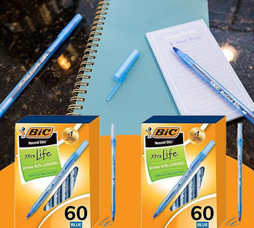 BIC Round Stic Xtra Life Medium Blue Ballpoint Pen, 120-Count $5.46 (Reg. $13.98) – 5¢ Each