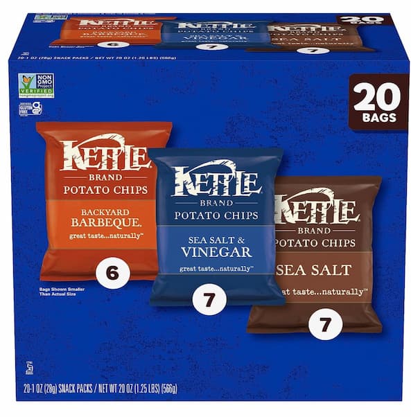 Kettle Brand Potato Chips Variety Pack, 1 Oz, 20 Ct