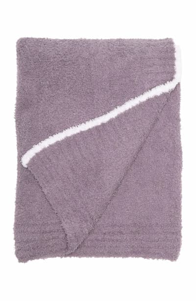 Barefoot Dreams CozyChic Rib Trim Throw in Lavender-White