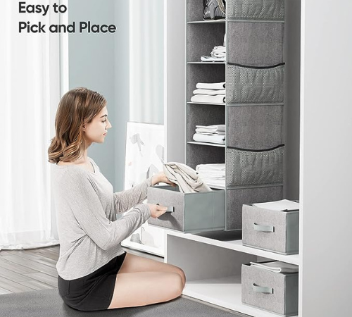 Hanging 6-Shelf Closet Organizer $14.99 After Code (Reg. $32) + 3 Removable Drawers & Side Pockets