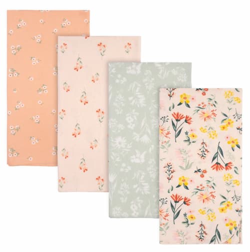 Gerber 4-Pack Baby Girls Wildflower Flannel Blankets