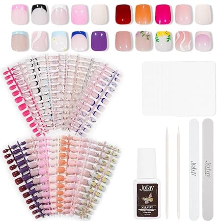 Jofay Fashion Square Short Nails French Tips 20 Pack