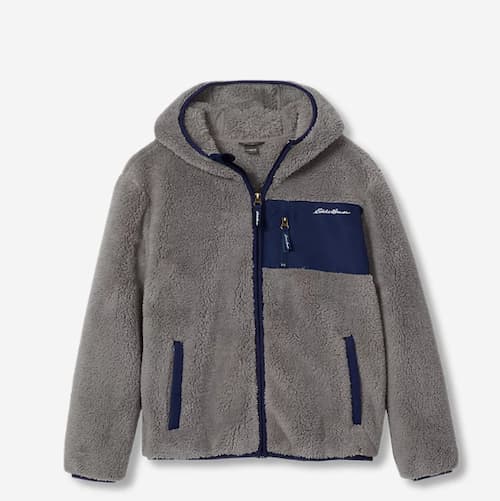 Eddie Bauer Quest Fleece Plush Hooded Jacket in Blue Smoke