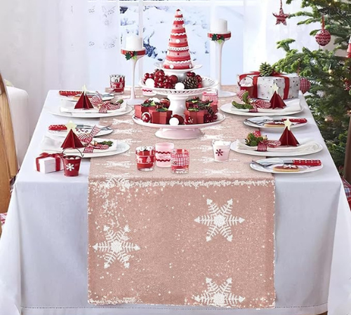 Christmas Snowflake Sequin Table Runner from $4.99 After Coupon + Code (Reg. $16+) – 3 Colors