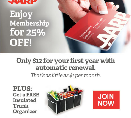 Become an AARP Member and Save 25%! Only $12 for your first year with auto renewal + Get a Free Insulated Trunk Organizer or 5-Port Charging Hub!