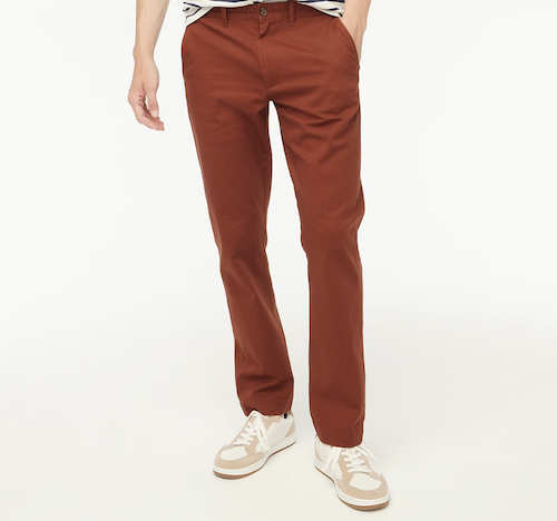 J Crew Straight-fit flex chino pant in deep redwood