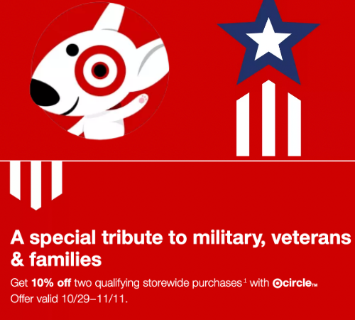 Target Circle Military Appreciation: Get 10% Off Two Qualifying Storewide Purchases!