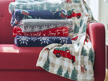 North Pole Trading Co. Holiday Velvet Plush Throw