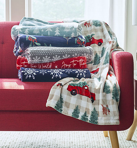 North Pole Trading Co. Holiday Velvet Plush Throw