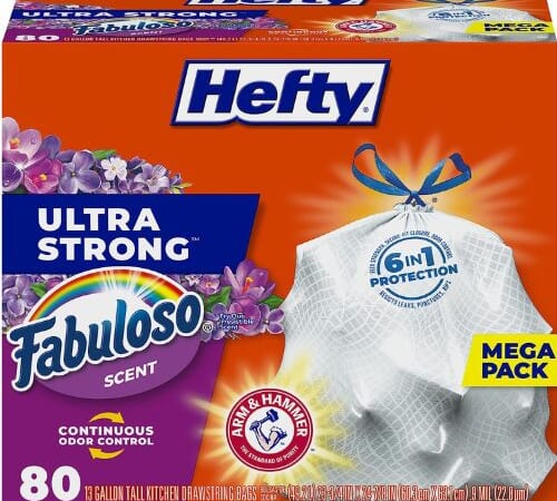 Hefty Ultra Strong Tall Kitchen 13-Gallon Trash Bags, Fabuloso Scent, 80-Count as low as $9.73 After Coupon (Reg. $14.96) + Free Shipping – $0.12/Bag