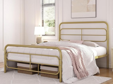 Enjoy both style and convenience in your bedroom with this Queen Metal Platform Bed Frame for just $69.99 After Coupon (Reg. $109.99) + Free Shipping