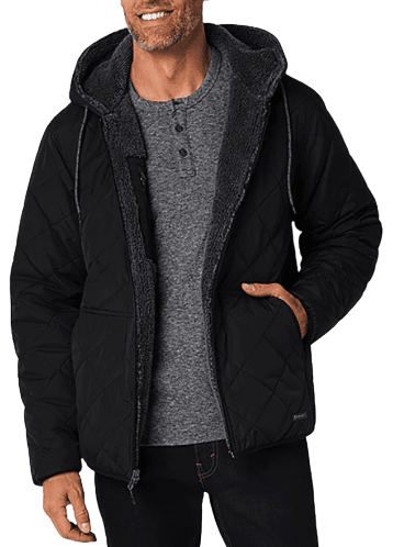 Free Country Men's Hooded Sherpa Lined Reversible Midweight Quilted Jacket for $50 + free shipping w/ $75