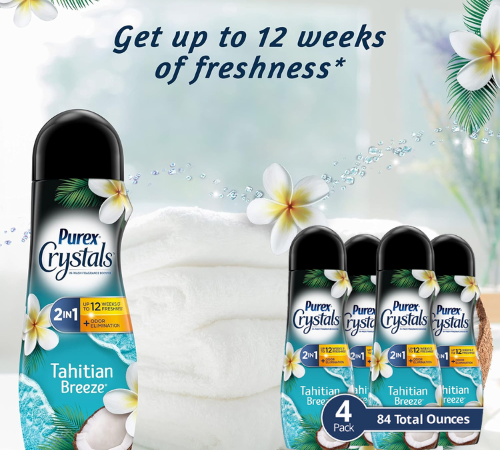 Purex Crystals 4-Pack Tahitian Breeze Fragrance and Scent Booster as low as $10.32 Shipped Free (Reg. $24) – $2.58/21 Oz Bottle