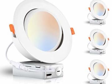 6" 15W LED Gimbal Recessed Light 4-Pack for $61 + free shipping