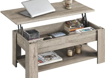 Upgrade your living room with SMILE MART Modern Lift Top Rectangular Wood Coffee Table with Hidden Compartment & Storage, Gray for just $69.99 Shipped Free (Reg. $106.99)