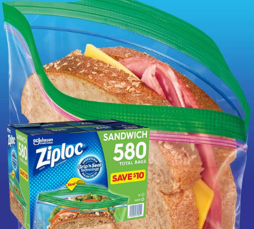 Ziploc 580-Count Sandwich Bags w/ Easy Open Tabs $13.89 (Reg. $18.49) – 2¢/Bag