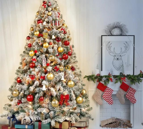 Create a festive and magical ambiance in your home with SmileMart 7.5 Pre-lit Flocked Christmas Tree with Warm Lights, Frosted White for just $139 Shipped Free (Reg. $193.30)