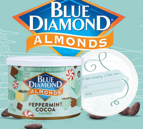 Blue Diamond Almonds Peppermint Cocoa Holiday Snack Nuts as low as $2.52/Can when you buy 4 After Coupon (Reg. $4.19) + Free Shipping, Holiday gift stocking stuffer