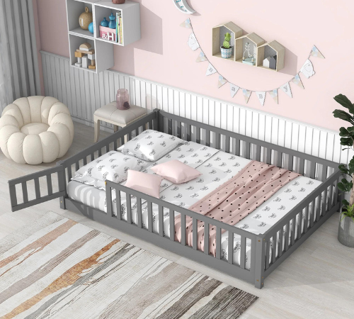 Let your kids’ imaginations run wild and provide them with a space they’ll love to sleep and play in with this Full Size Wood Floor Bed Frame with Fence and Door for Kids and Toddlers for just $169.99 Shipped Free (Reg. $399.99)