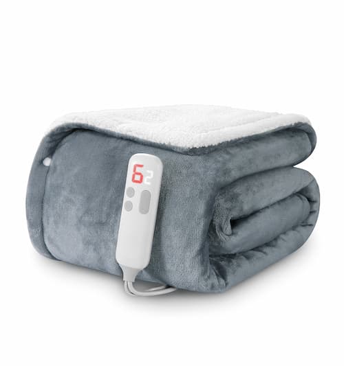 Electric Heated Reversible Sherpa Throw Blanket