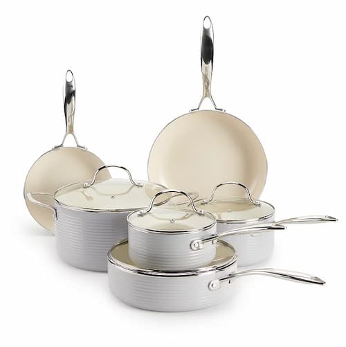 Food Network Farmstead 10-Piece Nonstick Ceramic Cookware Set in Gray