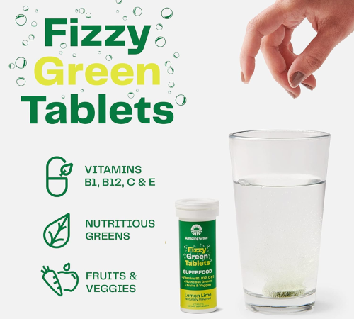 Amazing Grass 60-Count Fizzy Green Superfood Lemon Lime Water Flavoring Tablets $7.99 (Reg. $21.59) – 13¢/Tablet