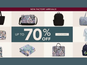 70% Off Vera Bradley Outlet + Extra 10% Off Travel & Backpack