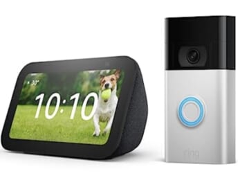 Ring Video Doorbell (Satin Nickel) bundle with Echo Show 5 (3rd Gen)