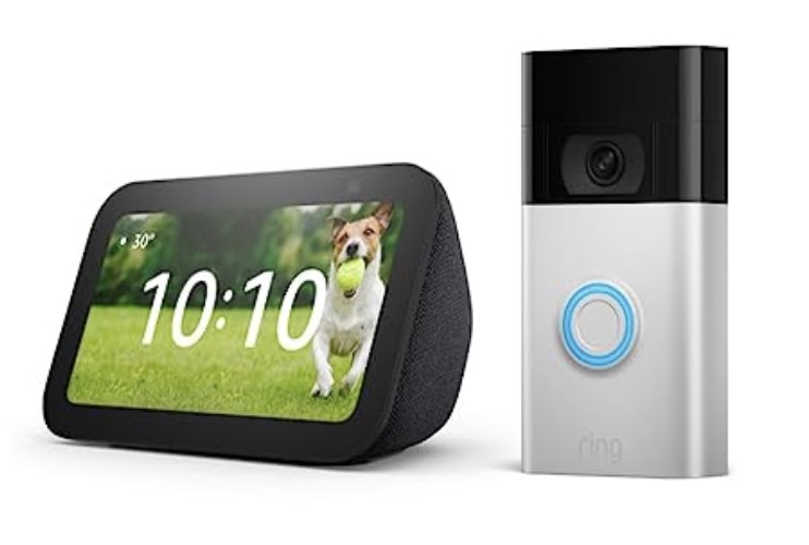 Ring Video Doorbell (Satin Nickel) bundle with Echo Show 5 (3rd Gen)