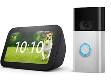 Ring Video Doorbell (Satin Nickel) bundle with Echo Show 5 (3rd Gen)