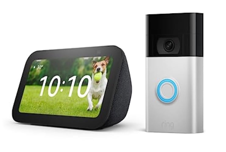 Ring Video Doorbell (Satin Nickel) bundle with Echo Show 5 (3rd Gen)