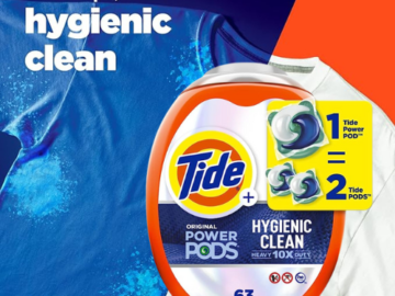 Tide Hygienic Clean Heavy 10x Duty 63 XL Loads Power PODS Laundry Detergent as low as $19.15 After Coupon (Reg. $27.24) + Free Shipping – 30¢/Load