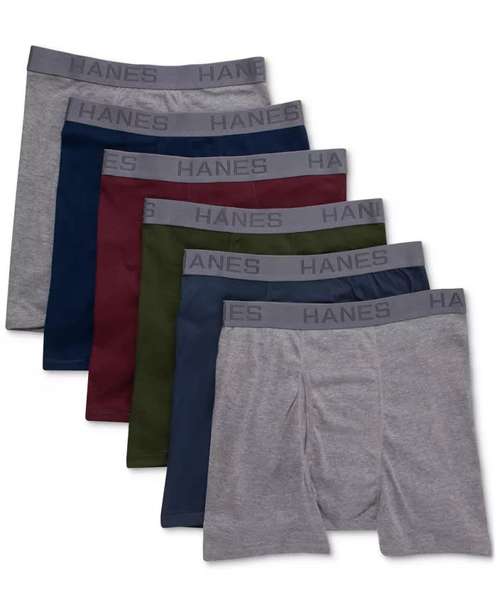 Hanes Men's Logo Boxer Briefs 6-Pack for $21 + free shipping w/ $25