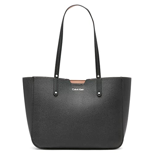 Calvin Klein Dilan Novelty Organizational Tote, Black/Silver Textured