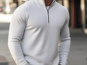 Men's Ribbed Knit Quarter Zip Sweater for $9 + $6 s&h