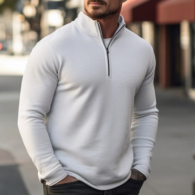 Men's Ribbed Knit Quarter Zip Sweater for $9 + $6 s&h