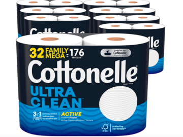 Cottonelle Ultra Clean Toilet Paper, 32 Family Mega Rolls only $22.61 shipped!