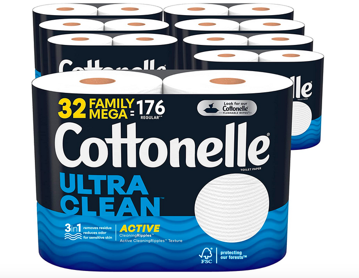 Cottonelle Ultra Clean Toilet Paper, 32 Family Mega Rolls only $22.61 shipped!