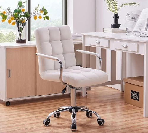 Amazon Black Friday! Enjoy the perfect combination of style and functionality with White Desk Chairs with Wheels/Armrests $58.02 Shipped Free (Reg. $95.58)