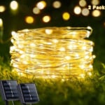 Waterproof Solar-Powered 66-Foot Outdoor String Lights, 2-Pack for just $12.99 shipped!