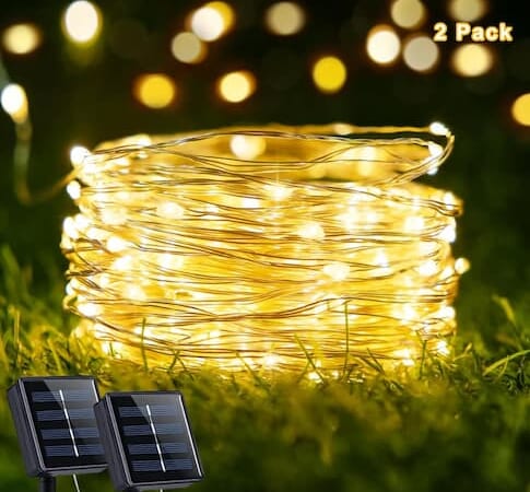 Waterproof Solar-Powered 66-Foot Outdoor String Lights, 2-Pack for just $12.99 shipped!