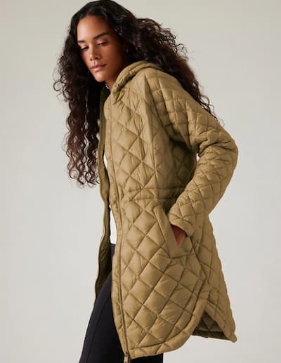 Athleta Whisper Featherless Puffer Parka in Serpentine