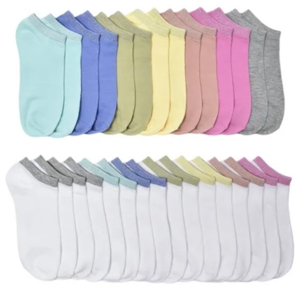 Wonder Nation Girls Lurex No-Show Socks, 15-Pack