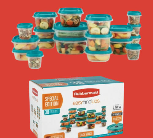 Walmart Black Friday! Rubbermaid Easy Find Vented Lids Food Storage Containers, 38-Piece Set $9 (Reg. $25.33) – $0.47/ container with lid, 2 Colors