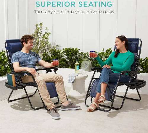 Set of 2 Adjustable Zero Gravity Patio Chair Recliners w/ Cup Holders $79.99 After Code (Reg. $100) + Free Shipping – In 20+ different colors! Best price in the last few years!