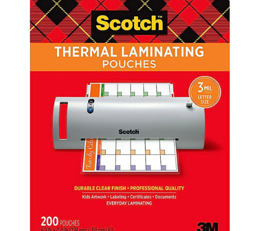 Amazon Black Friday! Scotch Thermal Laminating Pouches, 200-Pack $19.35 (Reg. $43.29) – 10¢/pouch!