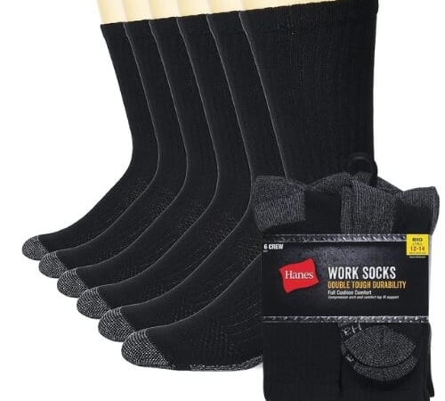 Hanes Men’s Work Black Socks, 6-Pack as low as $5.84 Shipped Free (Reg. $16) – 97¢/Pair