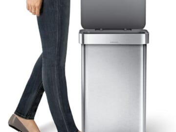 Amazon Black Friday! Rectangular Hands-Free Kitchen Step Trash Can, 45-Liter $95.99 Shipped Free (Reg. $130) – with Soft-Close Lid, Brushed Stainless Steel with Plastic Lid