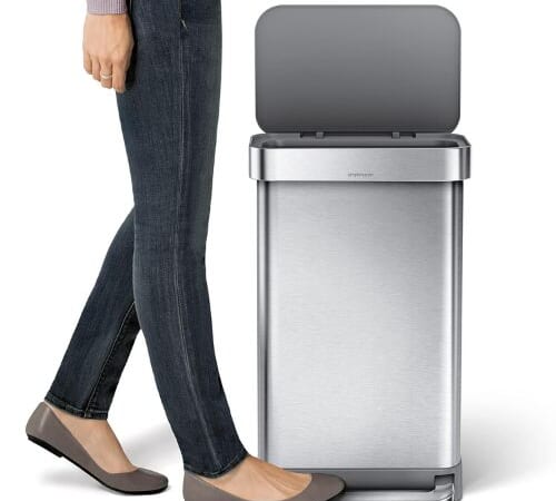 Amazon Black Friday! Rectangular Hands-Free Kitchen Step Trash Can, 45-Liter $95.99 Shipped Free (Reg. $130) – with Soft-Close Lid, Brushed Stainless Steel with Plastic Lid